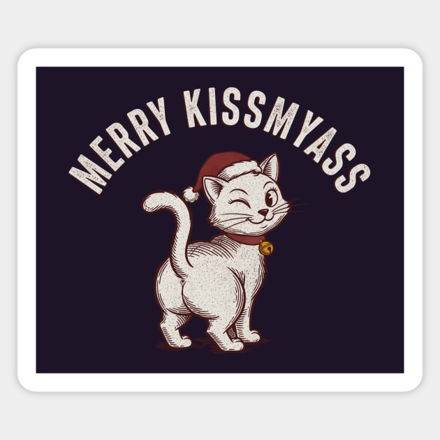 Hilarious Merry Kissmyass Christmas Cat Sticker by CreativeSage